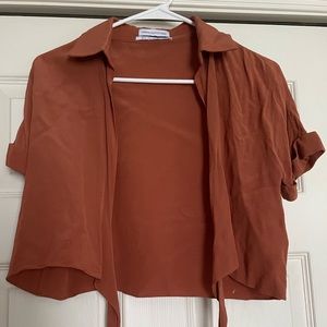 burnt orange / rust tie front top